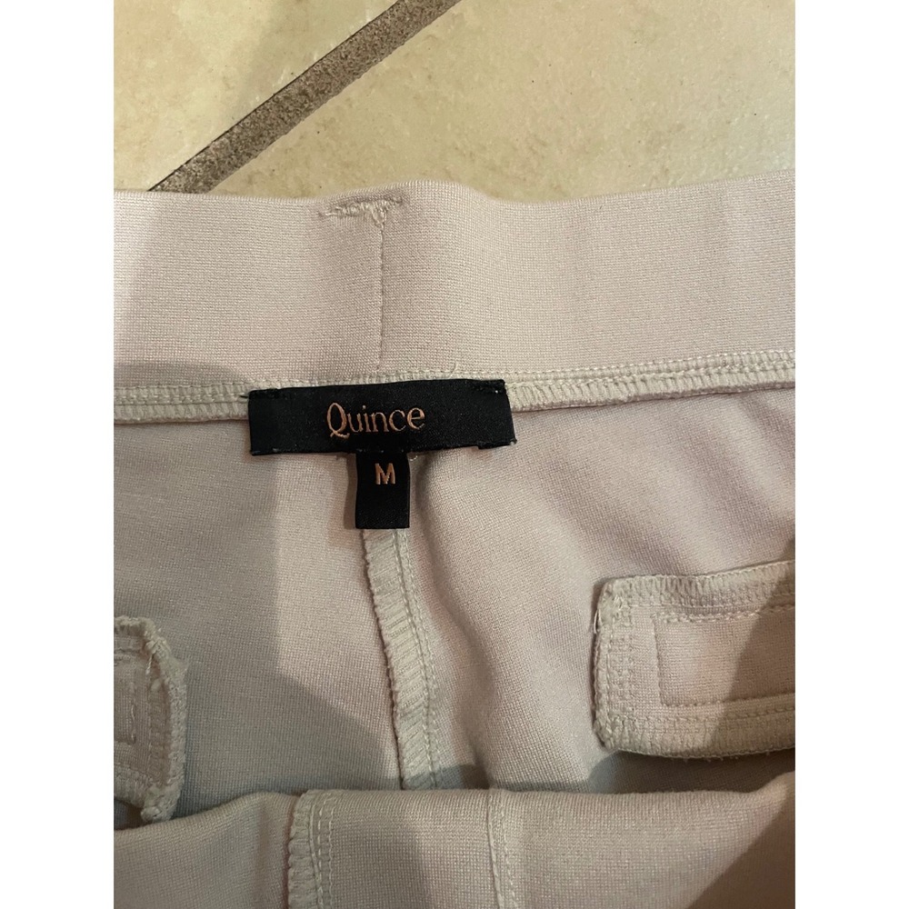 Quince Womens Ultra-Stretch Ponte Straight Leg Pants Sand Beige Size Medium - Picture 2 of 4
